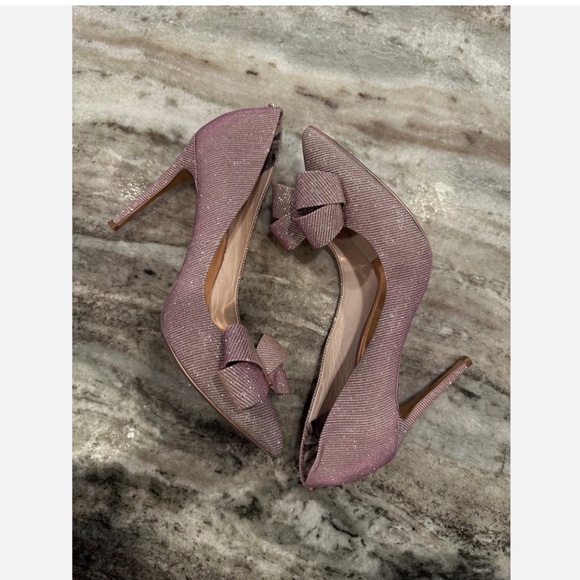 Ted Baker “Azeline” Rose Gold Glitter Bow Heels – Size 10 (EU 41) - Picture 7 of 9